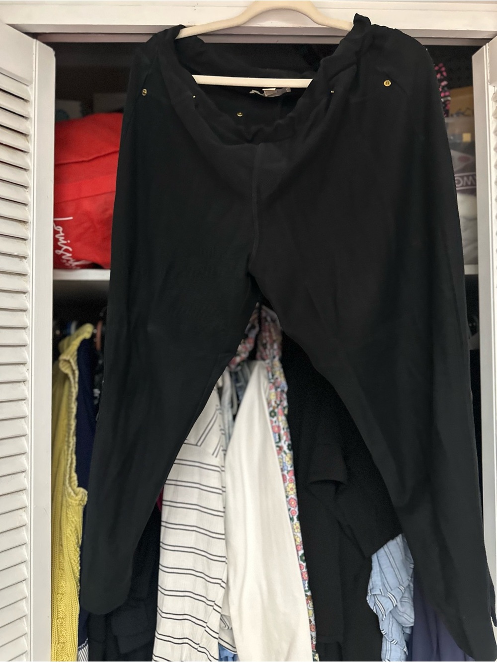 Michael Kors Black Ponte Leggings with Gold Accent Studs